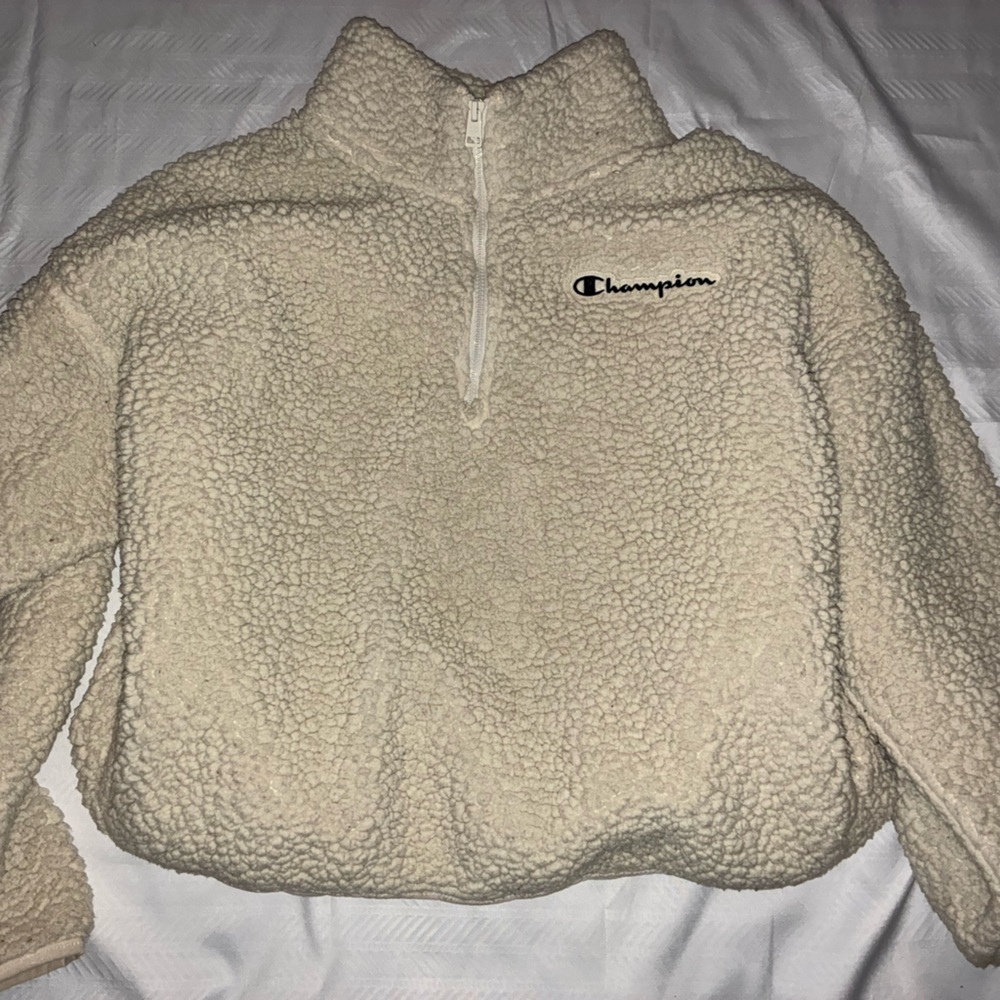 Champion Women's Beige Sherpa Turtleneck Sweater